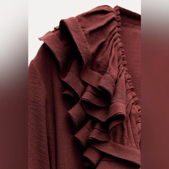 ZARA ~  Frill Midi Dress ZW Collection - Picture 8 of 11